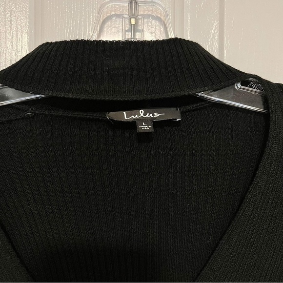 Lulu’s Sweetest Devotion Black Turtleneck Choker Sweater Dress Black Large F2 - Picture 2 of 5